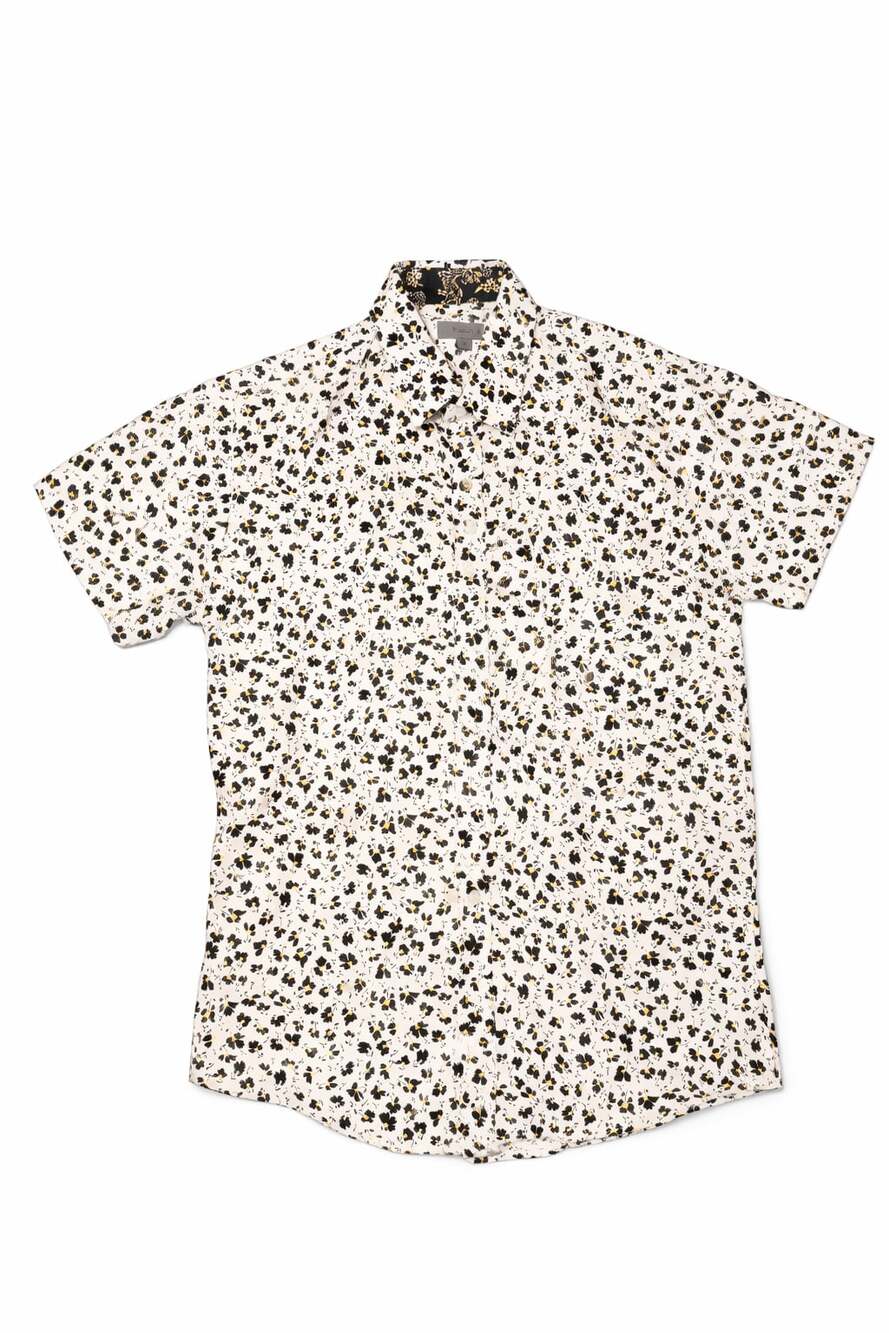 Planet B Men's Scattered Floral Ditsy Print Short Sleeve Button-Down Shirt